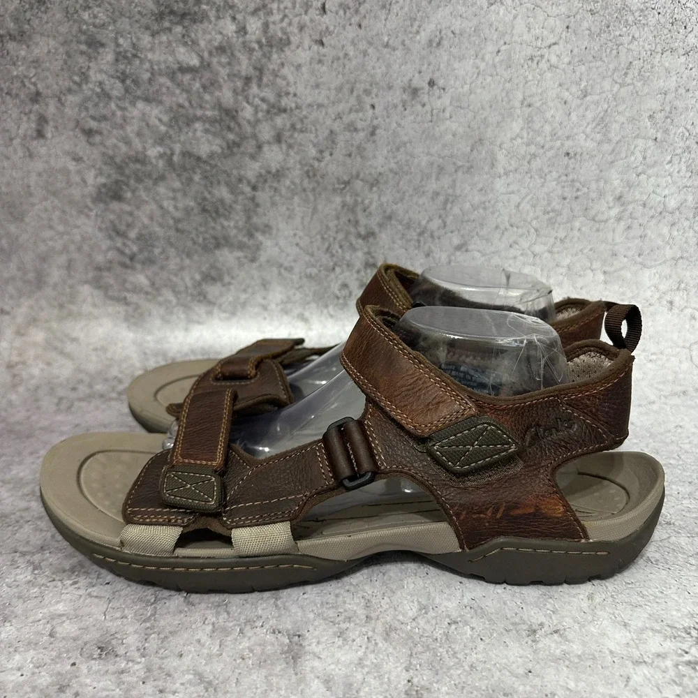 Clarks Rock Sandals Mens 12 Brown Leather Strappy Outdoor Comfort 63582